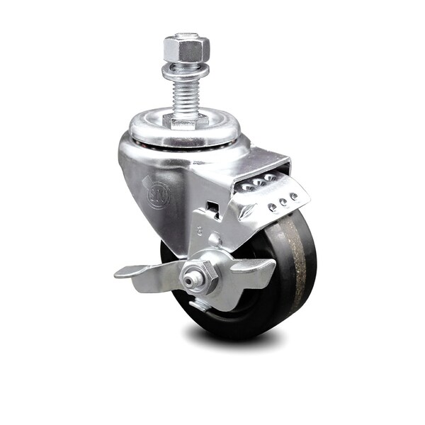 3.5 Inch Phenolic Wheel Swivel 12mm Threaded Stem Caster with Brake SCC